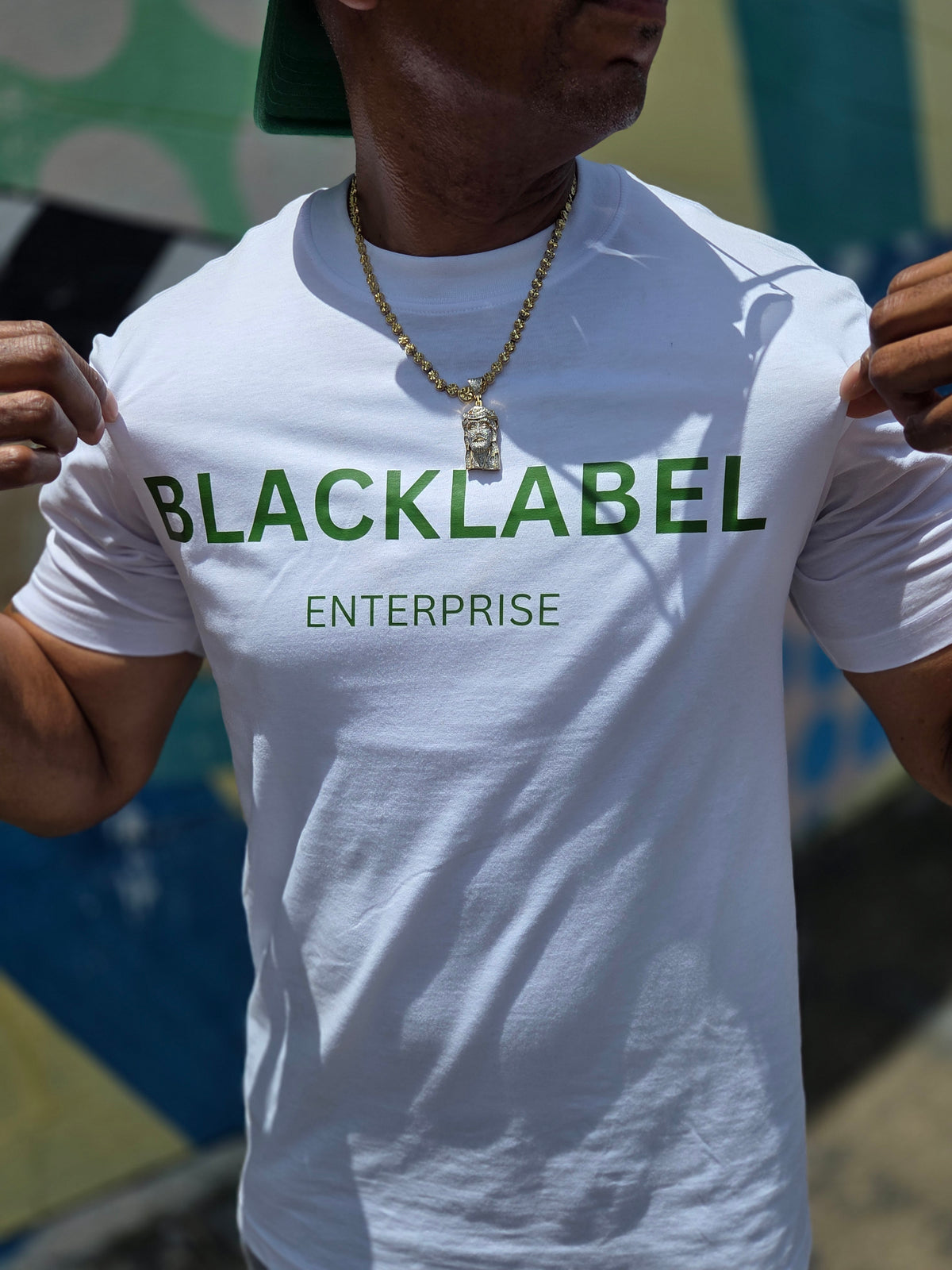 Blacklabel Enterprise logo tee - White shirt with Green logo