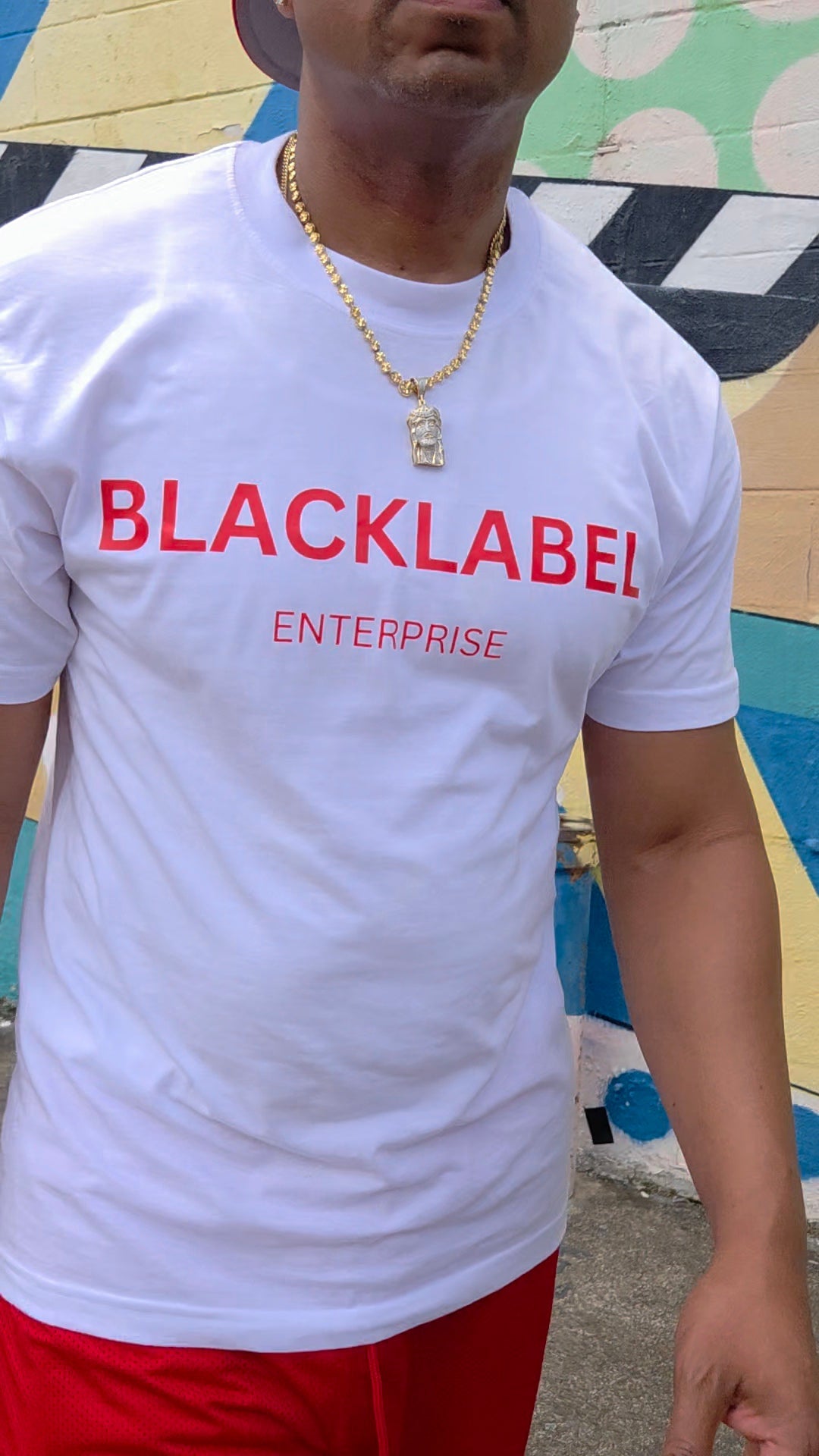 Blacklabel Enterprise logo tee - White shirt with Red logo